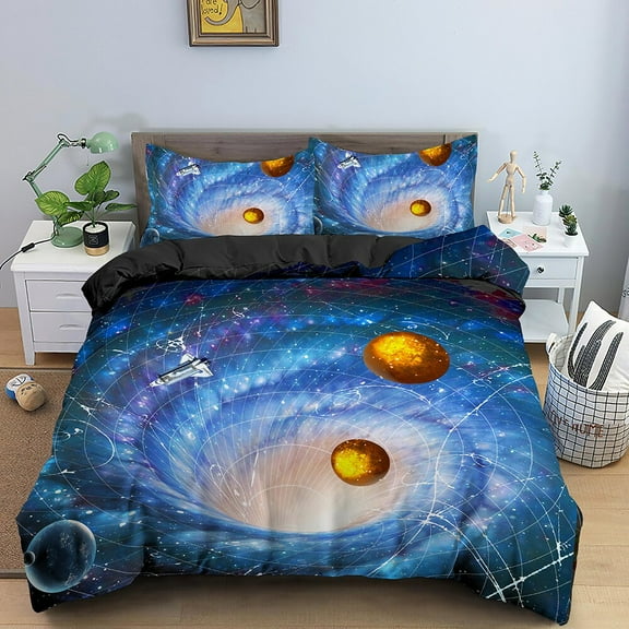 3D Galaxy Bedding Set Universe Outer Space Duvet Cover King Psychedelic Starry Sky Planet Comforter Cover soft Quilt Cover