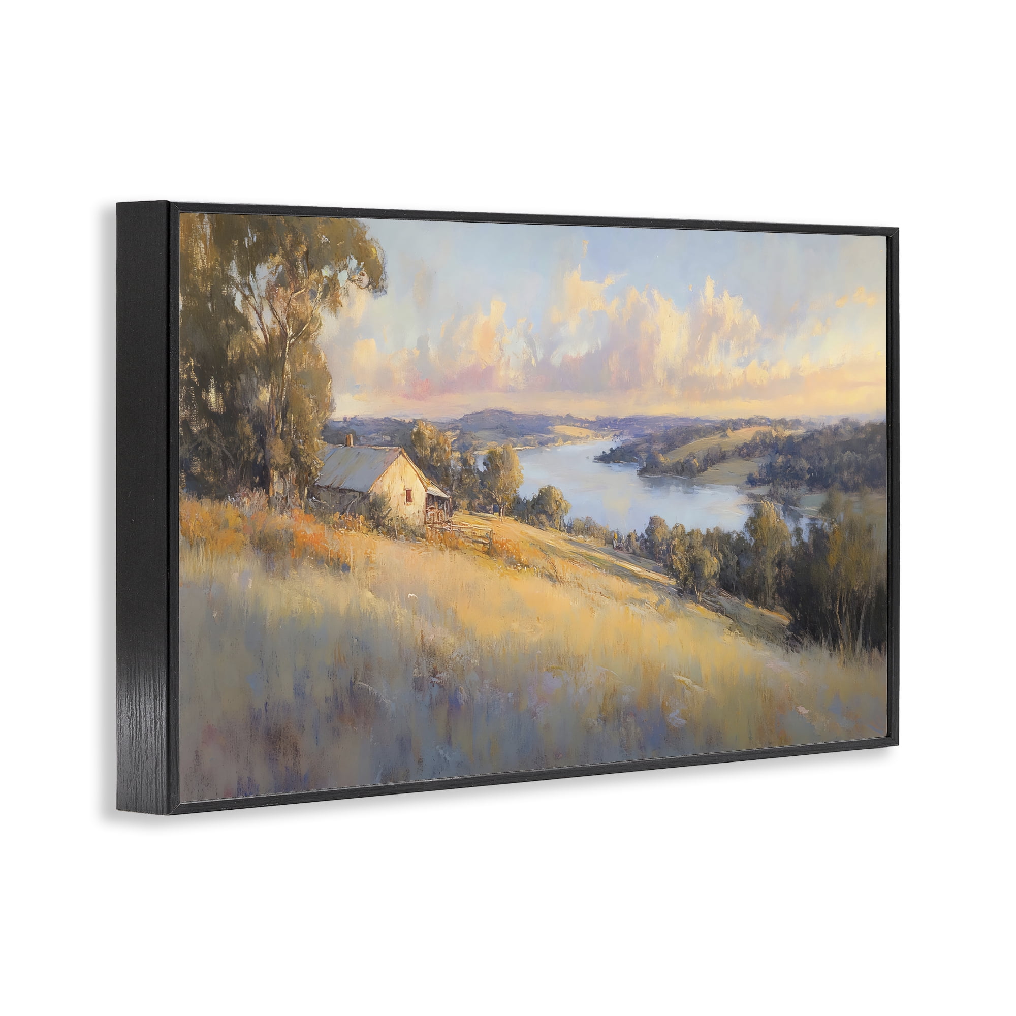 Stupell Industries Hilltop Cottage in Sunset Glow Black Framed Giclee Art, design by Creative Studio