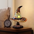 thumbnail image 5 of Stained Glass Witch Hat Lamp,Handcrafted Retro Resin Witch Lamp,USB Powered Gothic Wizard Hats with Sun and Star Details for Bedroom, Shelf and Halloween Decor, 5 of 5