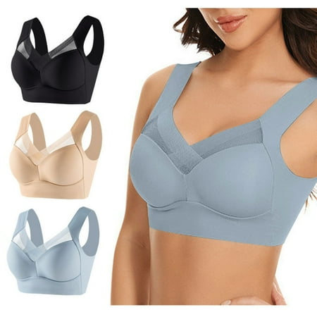 USSUMA Sale Clothes Plus Size Bras for Women Fashion Casual Cozy Solid Woman Sexy Ladies Bra Without Steel Rings Sexy Vest Large Lingerie Bras Everyday Bra Deals - up to 30% off Black L