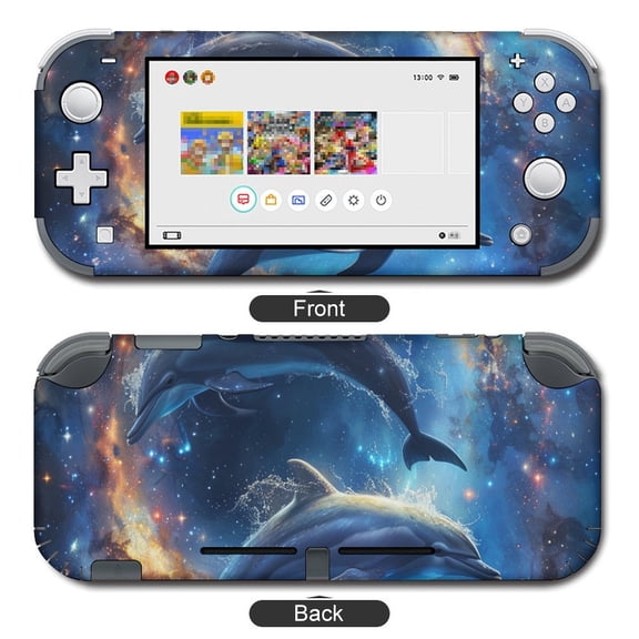 POBUDS Switch Skin | Sticker Wrap Vinyl Decal | Set Compatible with Nintendo Switch ( Switch OLED Model, Dolphins in Space)