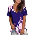 thumbnail image 1 of Pompotops Womens Fashion Plus Size Gradient Color V-Neck Short Sleeve T-shirt Tops Blouse, 1 of 7