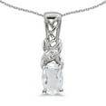 thumbnail image 1 of 10k White Gold Oval White Topaz And Diamond Pendant, 1 of 1