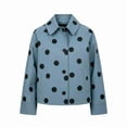 thumbnail image 5 of Lutiedan Women's Polka Dot Cropped Jacket Waterproof Button Front Collared Outerwear Casual Baggy Streetwear Jacket S-3XL, 5 of 8
