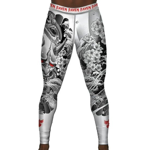 Raven Fightwear Men's Irezumi 3.0 Spats Tights BJJ MMA White