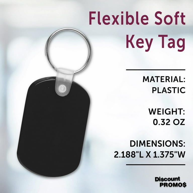 Tag Soft Plastic Keychains - 10 pack - Small Key Tag Chain For Staying  Organized - Rubber Key Ring Keychain – Black 