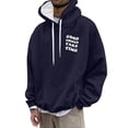 thumbnail image 2 of Men's Outdoor Casual Hooded Drawstring Sweatshirt, GOOD THINGS TAKE TIME Graphic Print Pullover for Hiking, Streetwear,Navy,3XL, 2 of 8