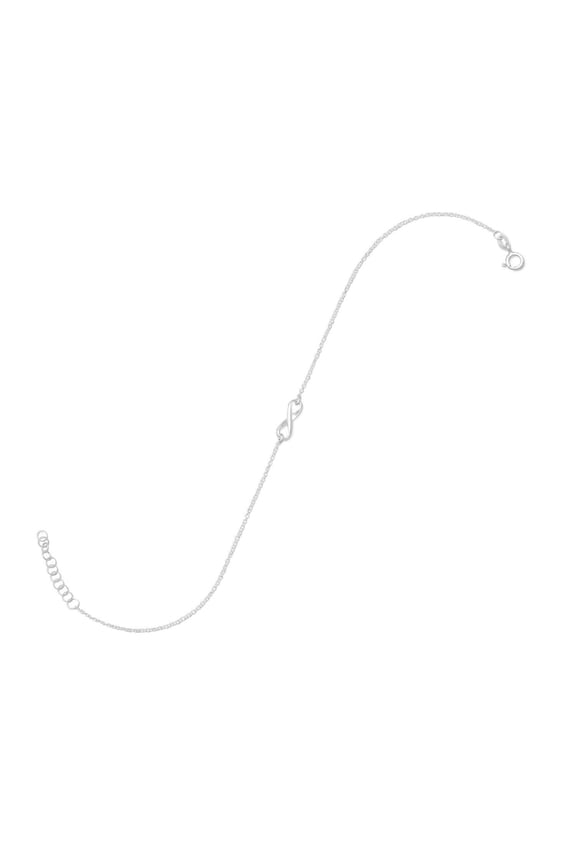 .925 Sterling Silver 11" + 1" Infinity Symbol Women's Anklet