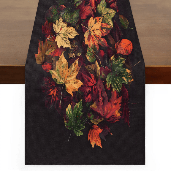 Qzaxky Table Runner Boho Table Runner Fall Maple Leaf Autumn Theme Bohemian Boho Outdoor Table Runner Decoration for Indoor Outdoor Home Dinner Party Wedding Decor 13 x 36 Inch