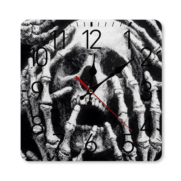 RKSupls 10×10inch Square Silent Wall Clock Wooden Frame, Zebra Black White Scale Decorative Clock for Home Bedroom Living Room Office