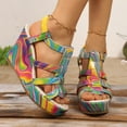 thumbnail image 4 of Modisza Platform Wedge Sandals Open Toe Slingback Dress Shoes High Wedges Party Slides Colorful Summer Vacation Sandal Pink size 6.5, 4 of 7