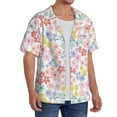 thumbnail image 2 of Balery Retro Floral Camisa Casual de Manga Corta con Botones para Hombre, Texturizada, Estilo Cubano, para Playa, Verano-Small, 2 of 5