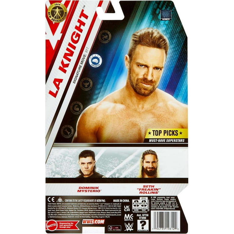 Mattel WWE LA Knight 6-Inch Wrestling Action Figure, Poseable Toy