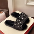 thumbnail image 6 of Bovxnpu House Slippers for Women Casual Indoor/Outdoor Shoes, Women's Indoor Home Open-Toe Pearl Fashionable Fall And Winter Open Warm Flat Slippers Comfy Indoor House Shoes, 6 of 6
