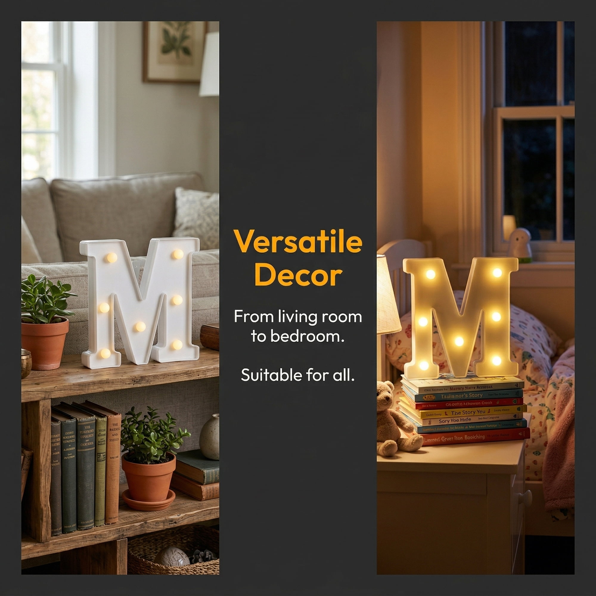 Unique Bargains Marquee Letters With Lights LED Light Up Signs Letter M 5"L x 1.1"W x 6.1"H