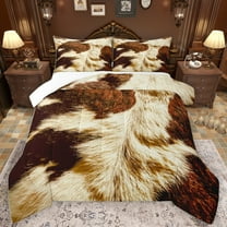 Homewish Vintage Cattle Hide Bedding Comforter Set,Rustic Farmhouse Cabin Twin Comforter Sets,Country Farm Animal Bedding Set For Kids,Luxury Bedroom Decor,2pcs