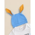 thumbnail image 6 of Qmyliery Baby Boy Easter Outfits Letter Short Sleeve Round Neck Romper with Bunny Pattern Pants and Hat 3 Pcs Set 3 6 12 Months, 6 of 8