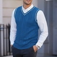 thumbnail image 6 of YMNXA Mens Sweaters Vest Sleeveless V Neck Solid Color Knitted Comfortable Slim Fit Top For Casual Daily Wear Blue L, 6 of 8