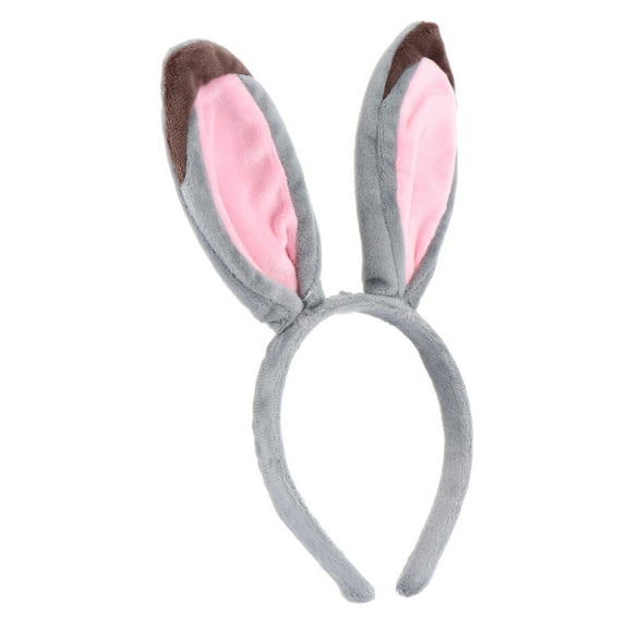 Homoyoyo Grey Plush Bunny Ears Headband Soft Cute Easter Headband for Women Kids Holiday Costume Accessory