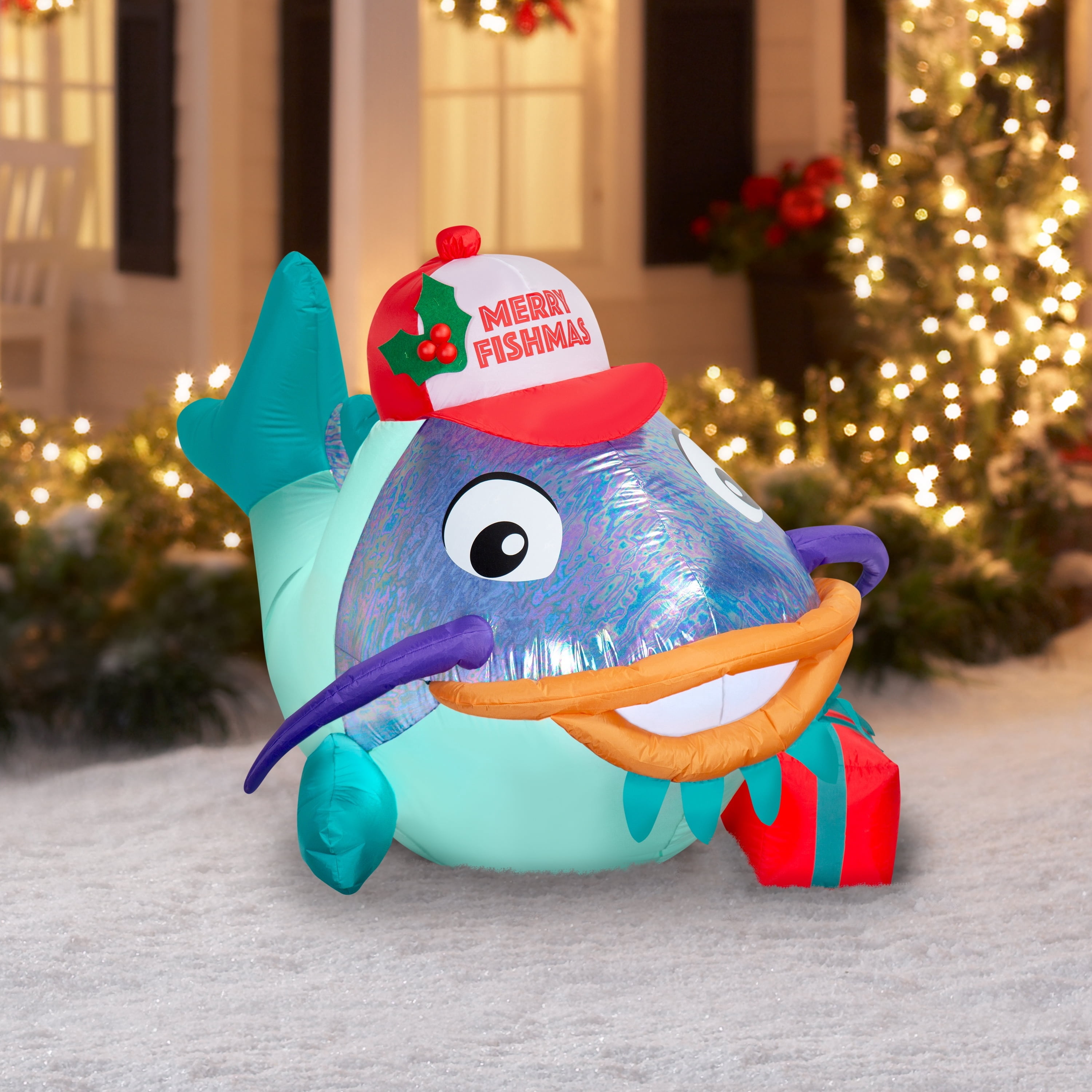 Multicolor Catfish Christmas Airblown Yard Inflatable, 6', by Holiday Time