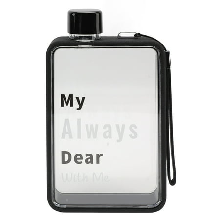 

Black Flat Water Bottle Portable Fitness 380ml Slim Water Bottle for Sports Camping Gym Fitness Outdoor