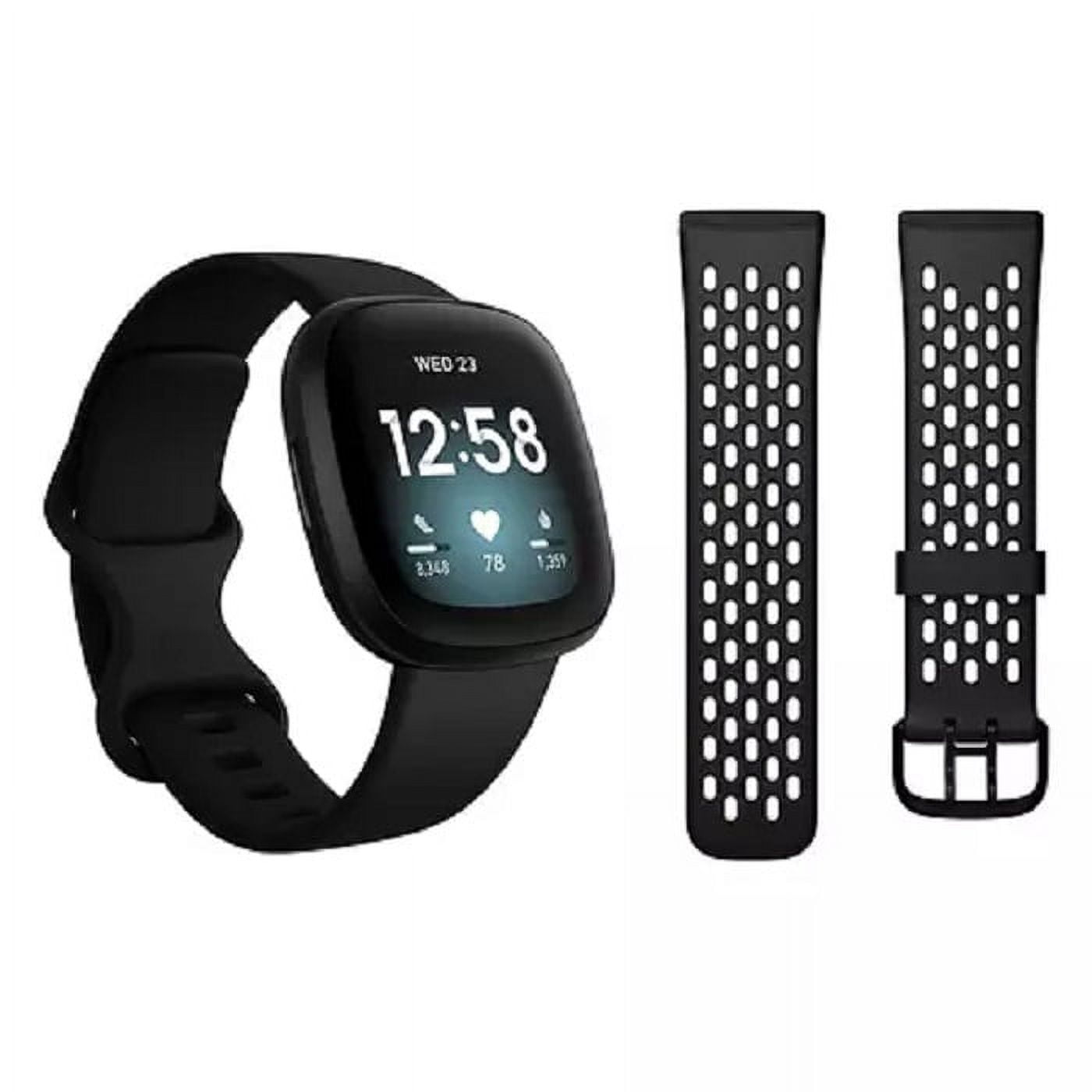 Fitbit FB512BKBKLBNDLS 1.58 in Stainless Steel Large Health and Fitness Tracker Black Smart Watches