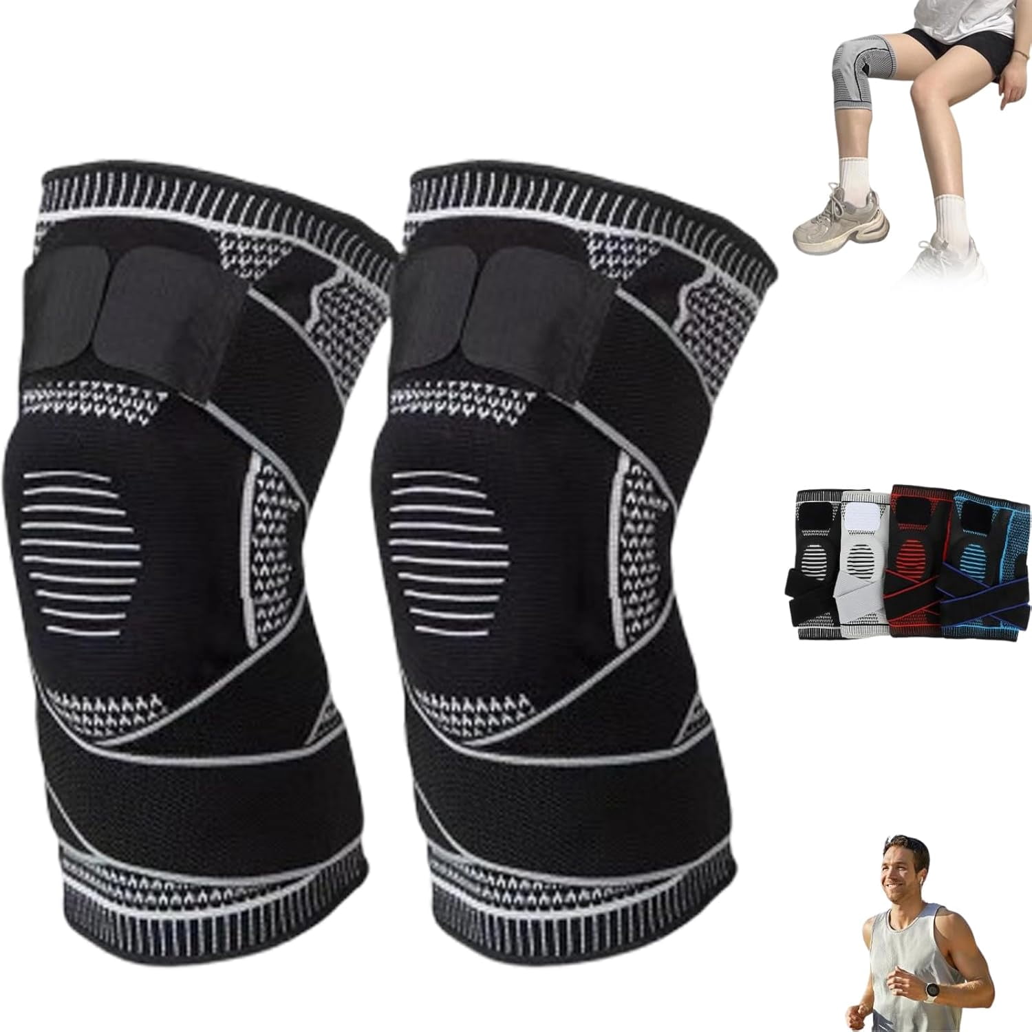 Motion Max Knee Pro,Motionmax Knee Pro Brace,Motion Max Pro Knee Brace Bone on Bone Support,One Pair with Adjustable Non-Slip Straps (Red,XXX-Large)