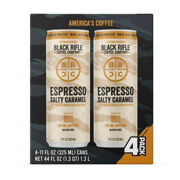 Black Rifle Coffee Company Iced Espresso Salty Caramel, Ready to Drink for Instant Energy 4 Pack, 11oz, Can