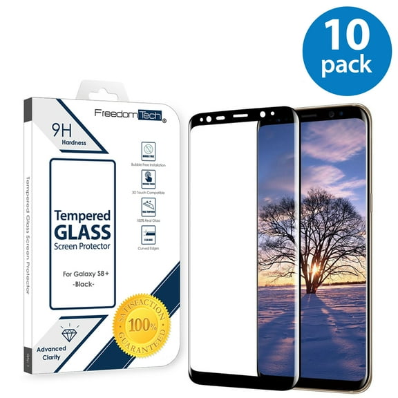 10x Samsung Galaxy S8 Plus Screen Protector Glass Film Full Cover 3D Curved Case Friendly Screen Protector Tempered Glass for Samsung Galaxy S8 Plus Black