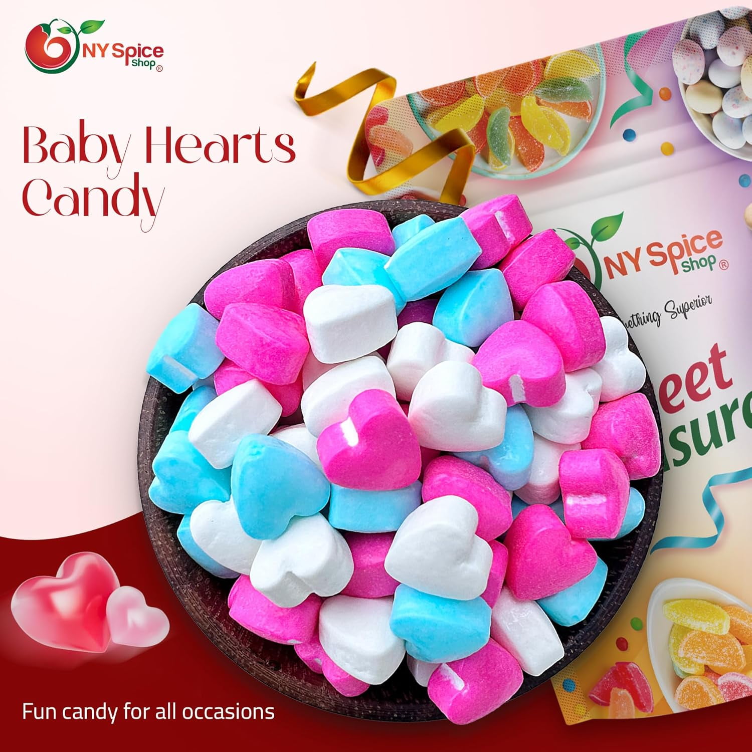 NY SPICE SHOP Baby Hearts Candy - 5 Pound - Valentines Day Candy - Valentine Candy Bulk - Valentines Day Gifts Candy