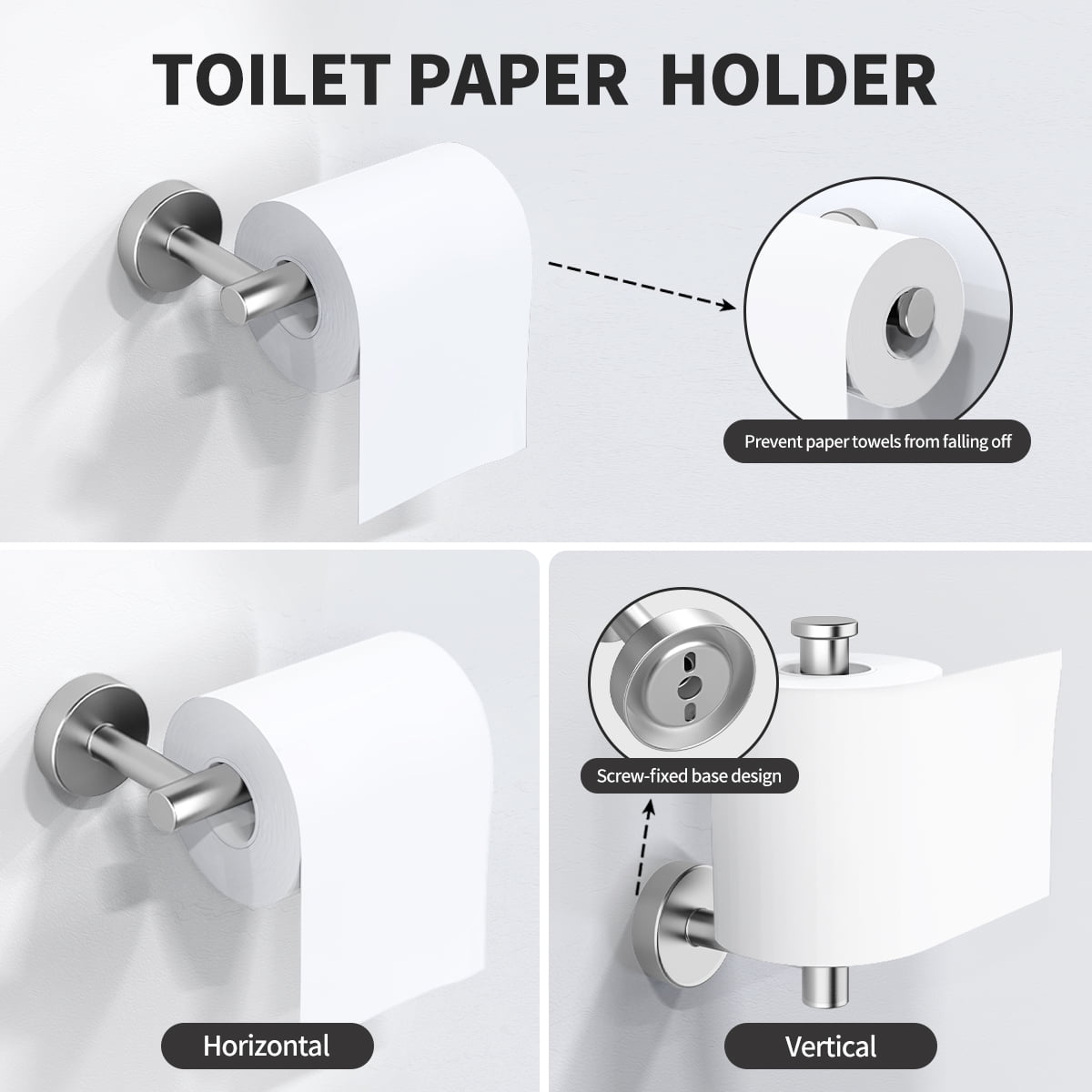 Bathroom Hardware Set, 7 Pieces Bathroom Accessories Set Includes 24" Towel Bar, Toilet Paper Holder, Towel Ring, Robe Hook, Brushed Nickel & Stainless Steel, Wall Mounted Bathroom Towel Rack Set