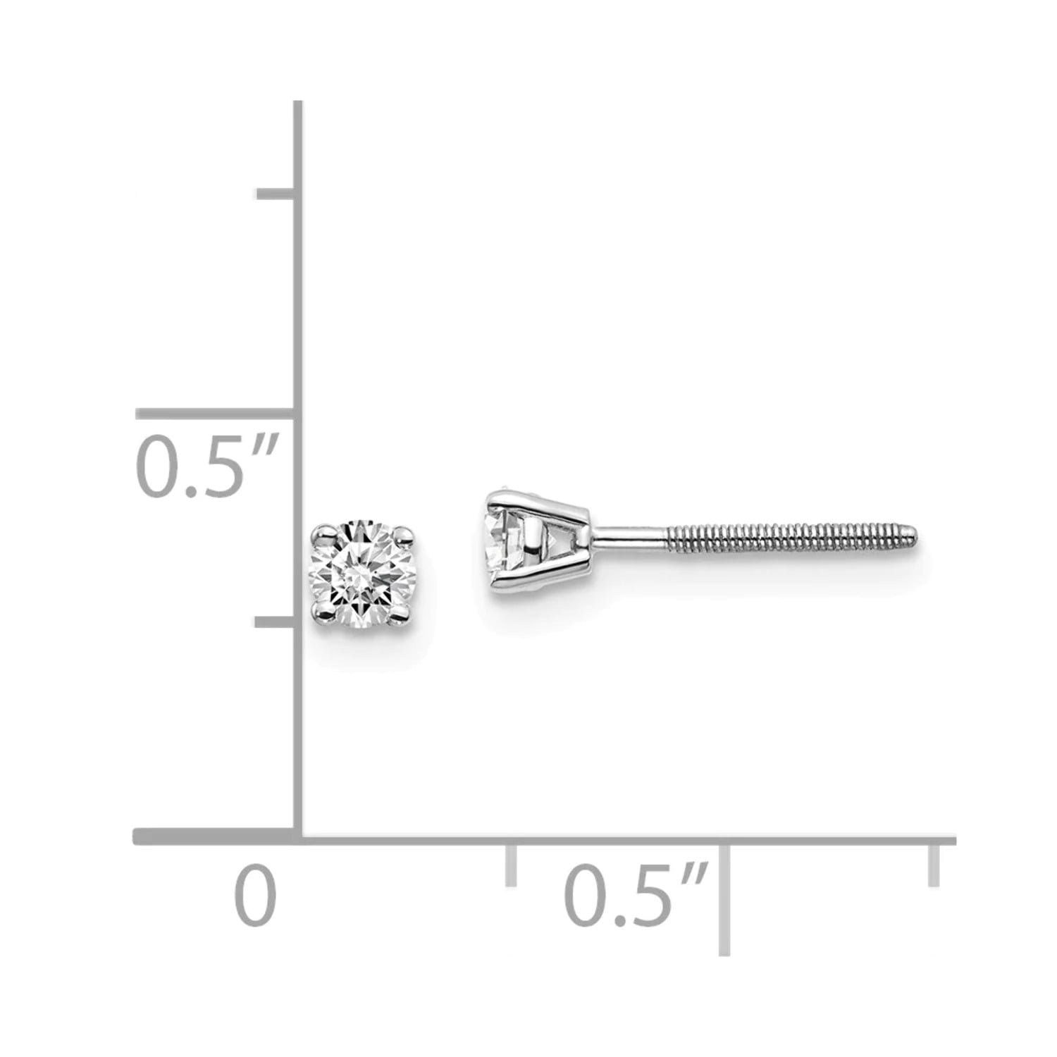 14Kw .25ct VS2/SI1 G-I Diamond Stud Thread on/off Post Earrings