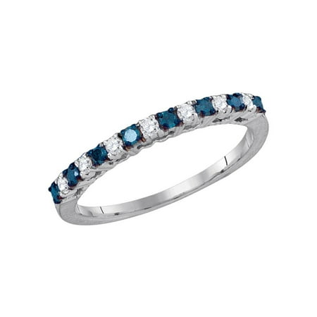 Gem And Harmony White And Enhanced Blue Diamond Wedding Band Ring