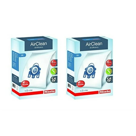 miele gn airclean 3d efficiency dust bags for miele vacuum, 2-boxes of 4 bags & 2 filters