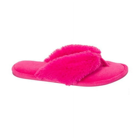 Dearfoams Women's Plush Thong Slipper , Pink , 11-12 (m) US,