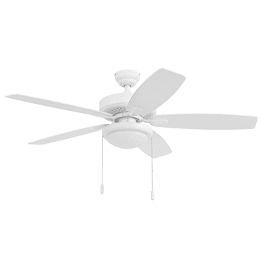 Honeywell Blufton 52" Traditional White Indoor/Outdoor Ceiling Fan with Light, Pull Chains & Reversible Motor