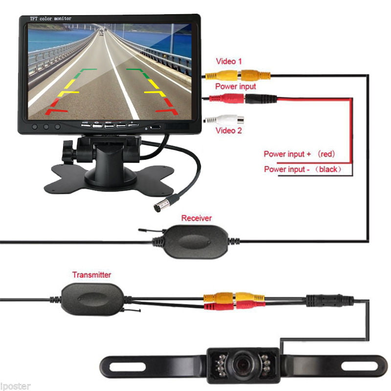 7/" TFT LCD Monitor Car Rear View System Backup Reverse Camera Night Vision Kit