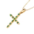 thumbnail image 2 of 10k Yellow Gold Genuine Emerald Cross Pendant Necklace, 2 of 5