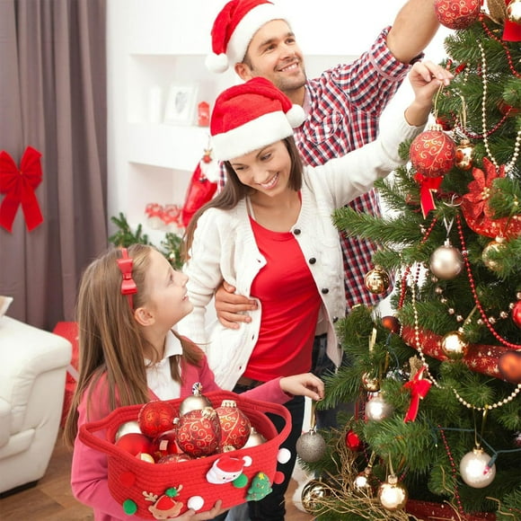 Adornos navideños, cesta de regalo navideña de cuerda tejida a mano, cesta de almacenamiento de Papá Noel, cesta de regalo, bolsa de manzanas, bolsa de mano, bolsa de dulces, bolsa de vino, cesta de a