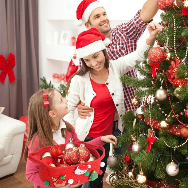 Cesta de Regalo Navideña de Cuerda Tejida a Mano, Cesta de Almacenamiento de Papá Noel, Cesta de Regalo, Bolsa de Manzanas, Bolsa de Mano, Bolsa de Dulces, Bolsa de Vino, Cesta de Almacenamiento de E