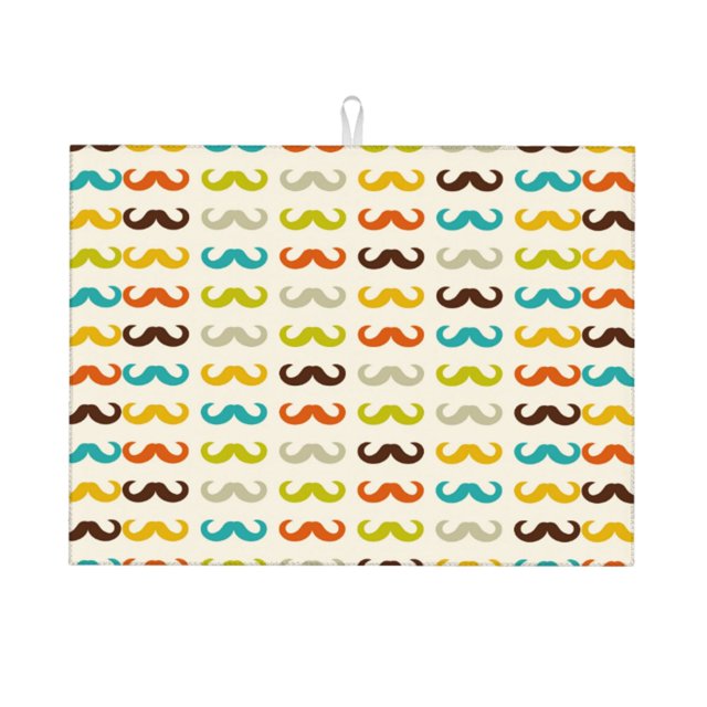 Fotbe Colorful Mustache Alfombrilla de Secado para Cocina con Estampado, 18x24 Pulgadas