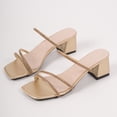 thumbnail image 4 of Gpaecead Women's Rhinestone Fine Strap Chunky Heel Slides Open Toe Sparkling Dressy Summer Party Shoes, B-Gold, 4 of 8