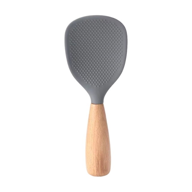 Chenmei Short Wooden Handle Silicone Spatula Multifunction Spatula Cooking Spoon Silicone Spoon with Wooden Handle Heat Insulation Heat Spoons for Rice Cooker