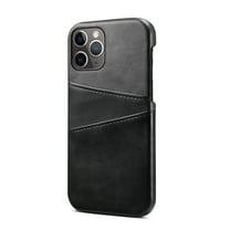 ELEHOLD Wallet Case for iPhone 12 / iPhone 12 Pro with Credit Card Holder, Slim PU Leather Hard Card Pocket Back Cover Shockproof Protective Case 6.1 Inch,Black