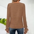 thumbnail image 6 of Kaemgyyd Womens Tops Ruffle Long Sleeve T Shirts Striped Square Neck Tunic Blouses Loose Trendy Casual Tee, 6 of 6