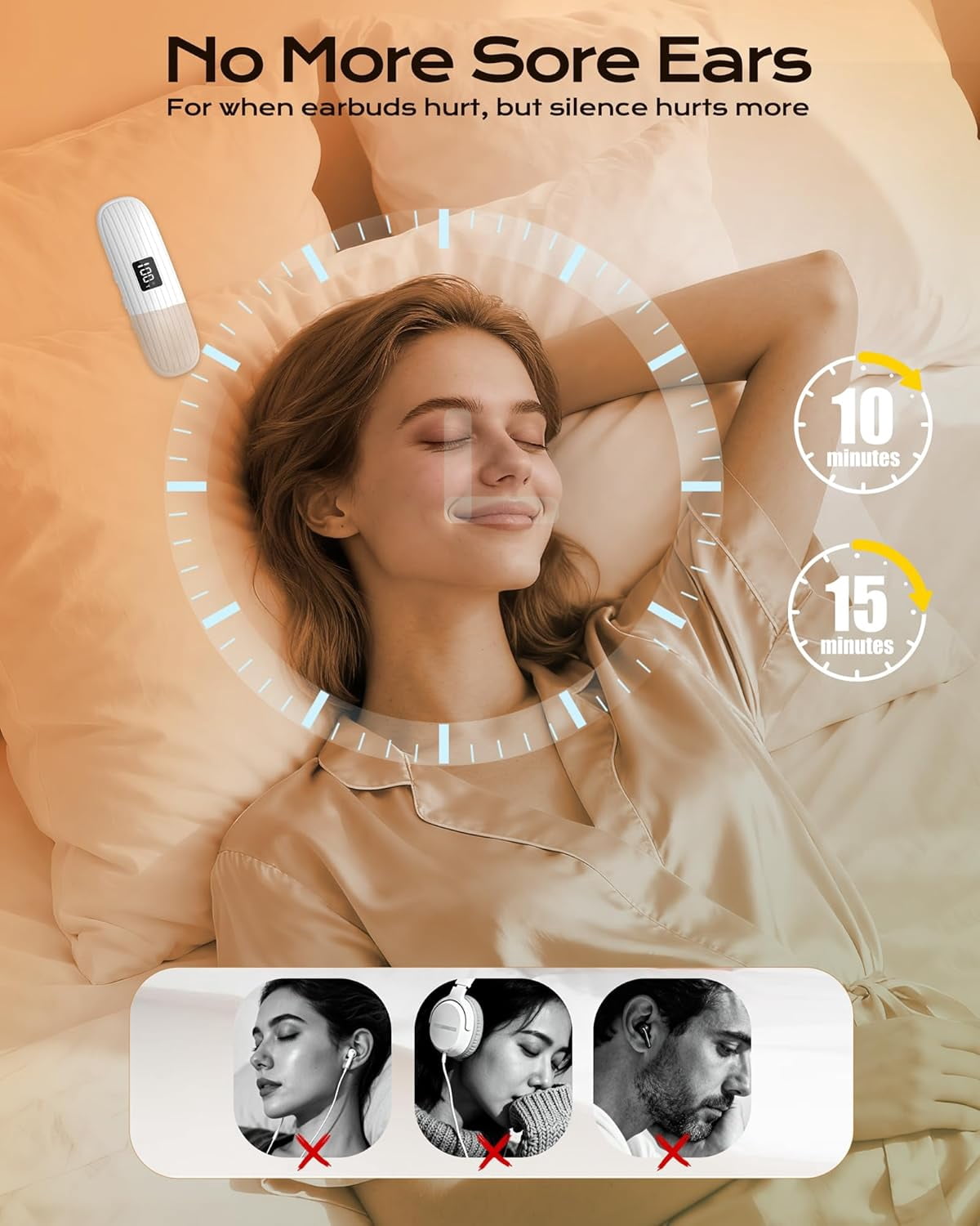 Pillow Speaker, Under Pillow Sleep Speaker, Bone Conduction Wireless Bluetooth 5.3 Mini Pillow Speaker with LED Display,TF Card,Auto-Off, Private Design for Side & Light Sleepers Bedside Listening