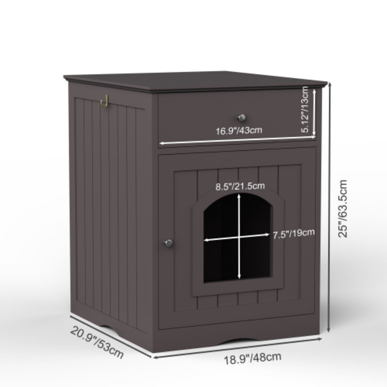 Wooden Pet House Cat Litter Box Enclosure with Drawer, Indoor Pet Crate, Cat Home Nightstand (Brown)