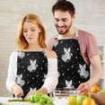 thumbnail image 3 of Black White Cat Rose Moon Star Pattern Apron-Garden Aprons for Women with Pockets-Cotton Linen Waterproof Kitchen Cooking Gardening Aprons Adjustable for Kitchen,Cooking,BBQ and Salon 33x27 Inch, 3 of 7