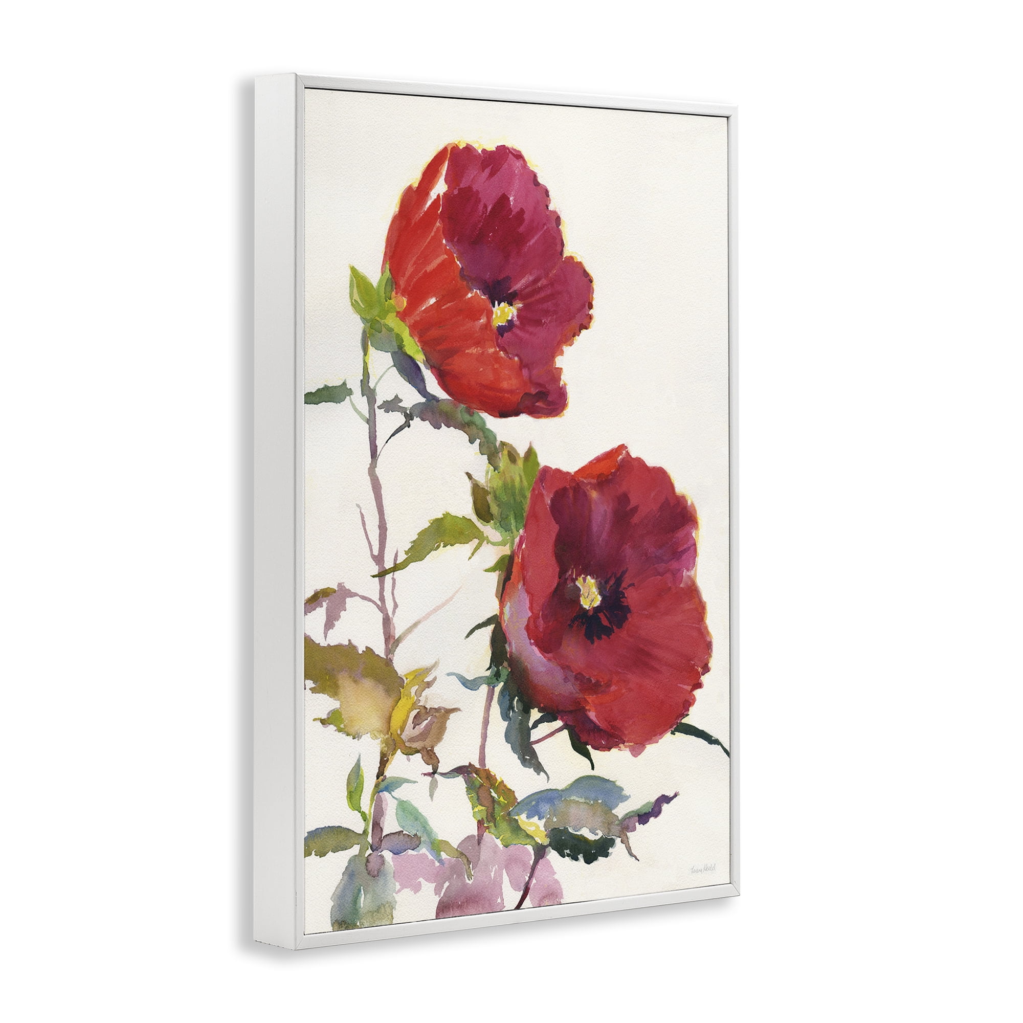 Stupell Industries Bold Red Poppies Botanical & Floral Painting White Framed Art Print Wall Art, 20 x 30