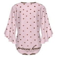 thumbnail image 6 of Pink Polka Dot Lace Border Women's V-Neck Blouse With 3/4 Ruffled Bell Sleeves Casual Top Ladies Blouses, 6 of 7